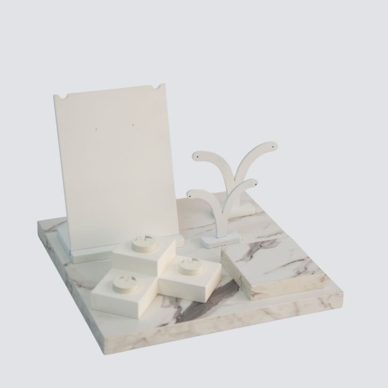 KIT EM MDF LAQUEADO BRANCO E MARMORIZADO