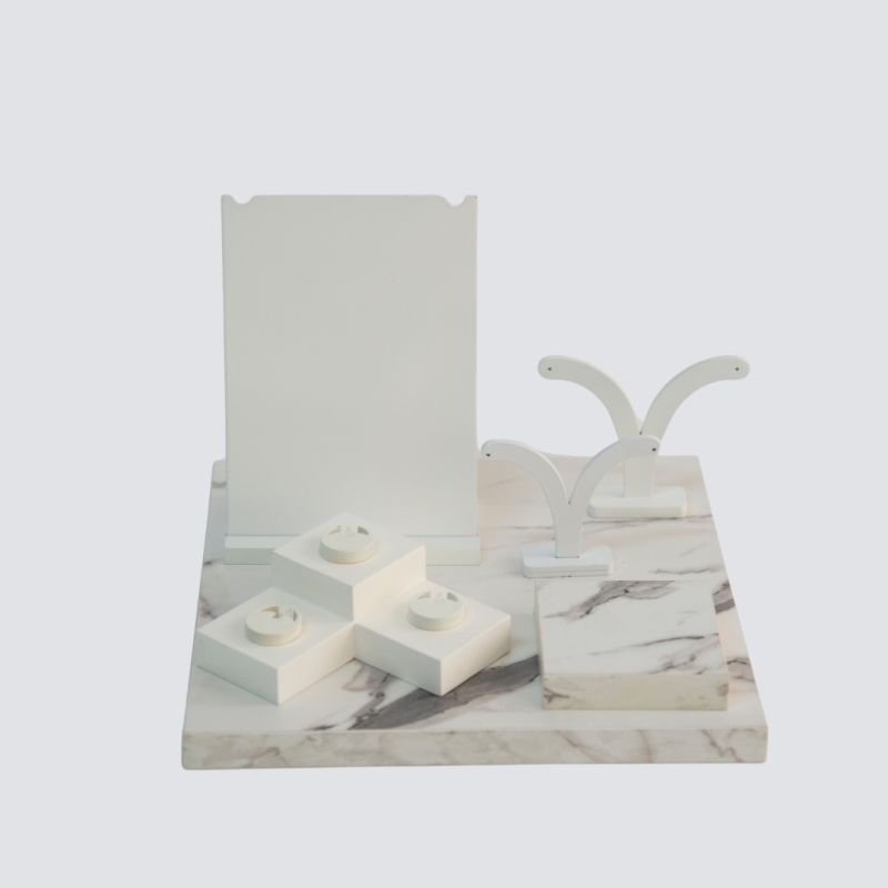 KIT EM MDF LAQUEADO BRANCO E MARMORIZADO