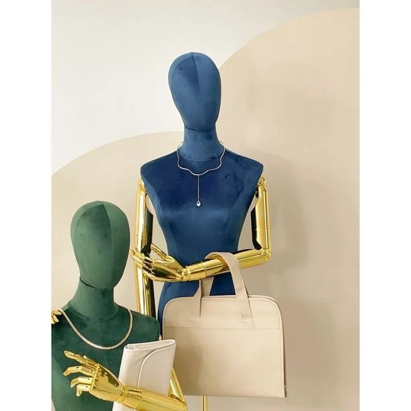 MANEQUIM ARTICULADO PARA JOIAS, ROUPAS E ACESSORIOS AZUL/DOURADO