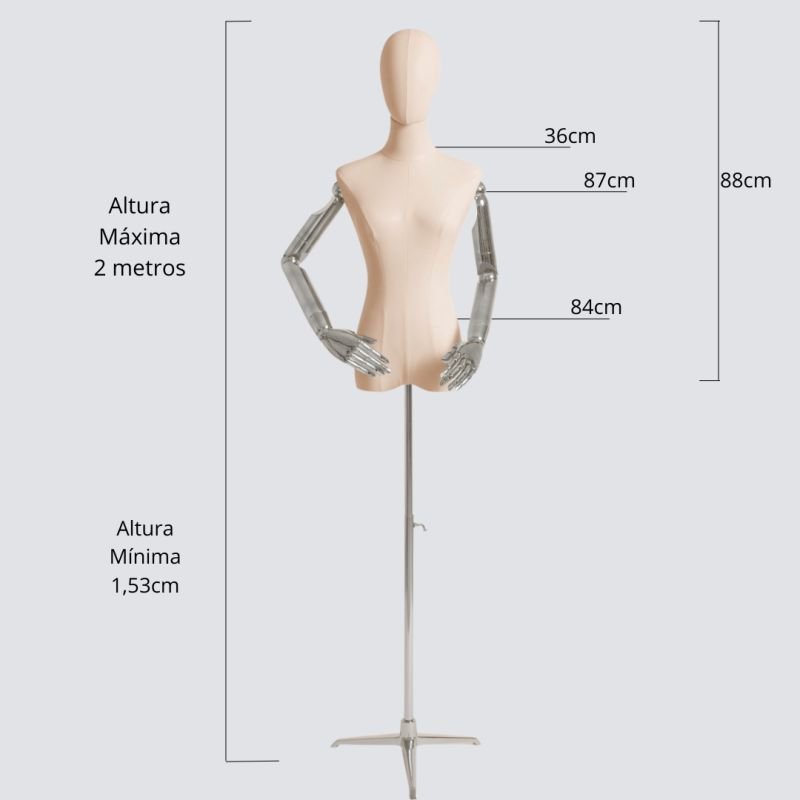 MANEQUIM ARTICULADO PARA JOIAS, ROUPAS E ACESSORIOS ( DOURADO e PRATA)